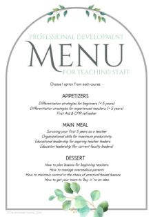 professional development menu example 2