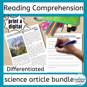 science reading comprehension worksheet bundle