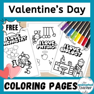 free printable science valentine's day coloring pages